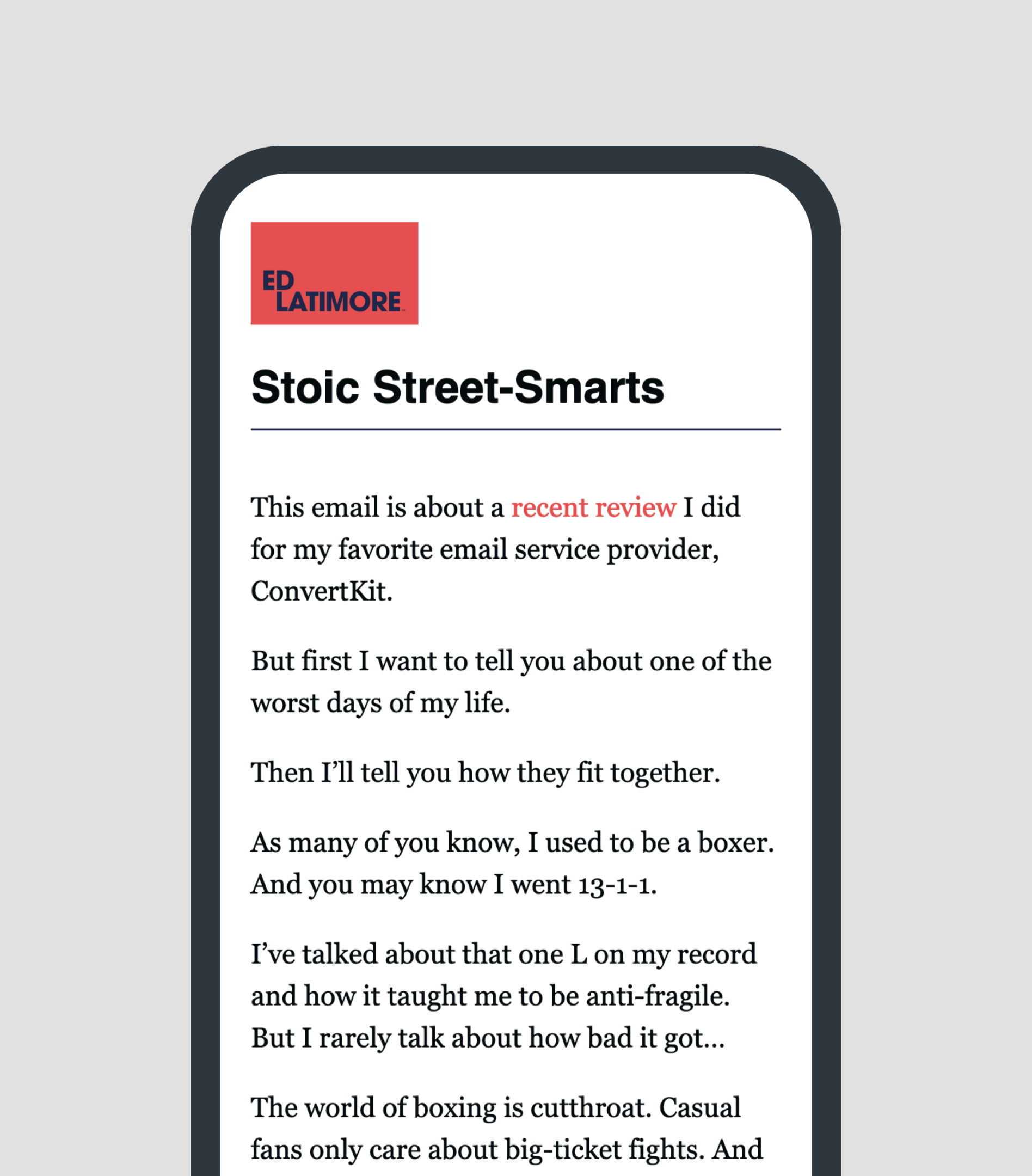 Newsletter mobile mockup