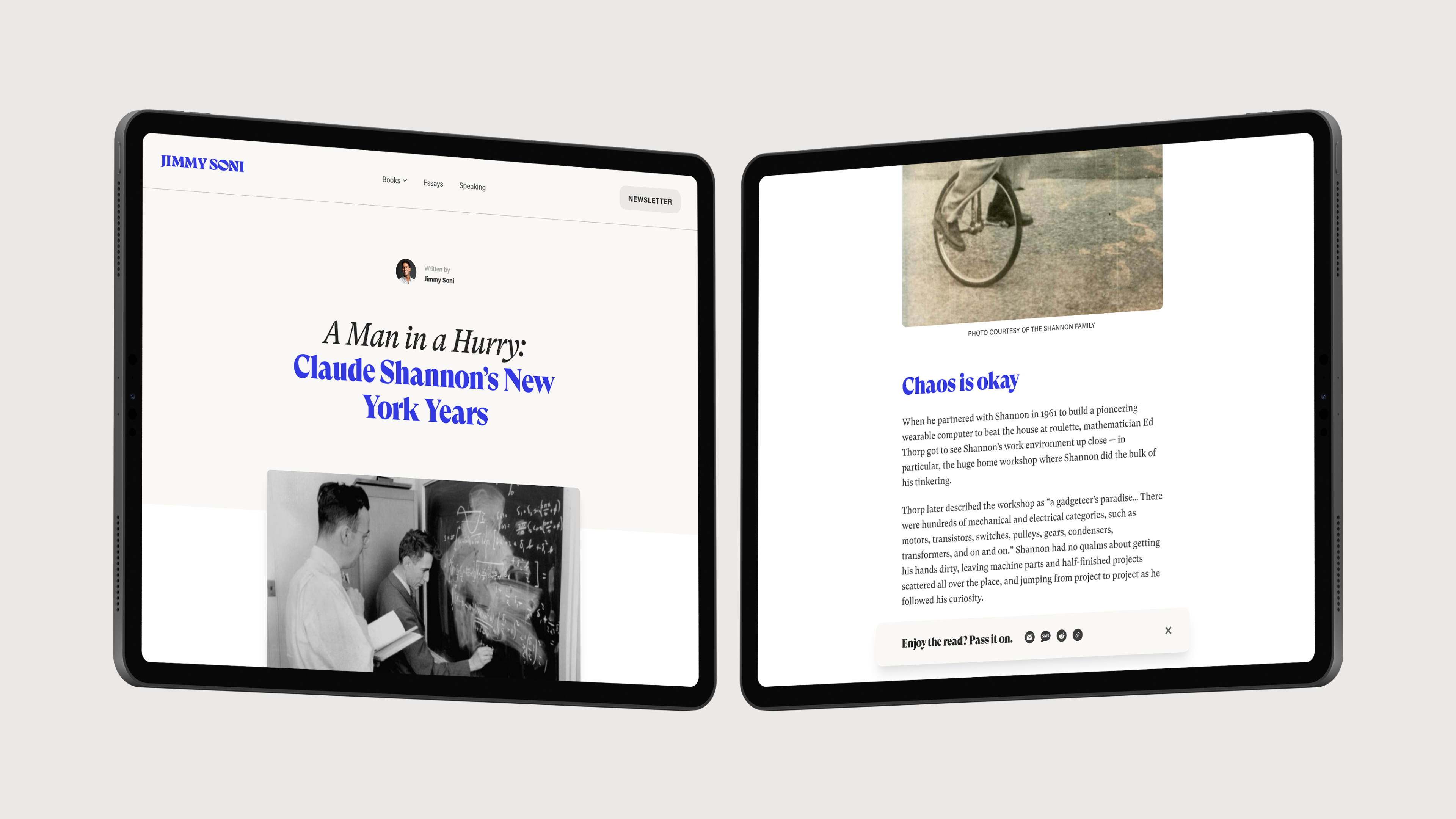 iPad website mockup